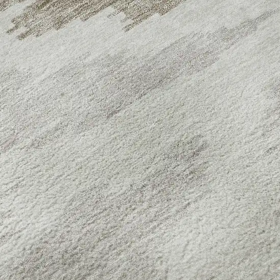 8' Ivory Beige And Taupe Abstract Washable Round Rug With UV Protection Photo 9