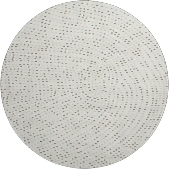 8' Ivory Beige And Taupe Polka Dot Washable Round Rug With UV Protection Photo 1