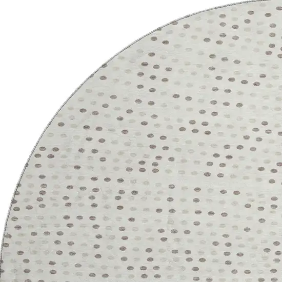 8' Ivory Beige And Taupe Polka Dot Washable Round Rug With UV Protection Photo 2