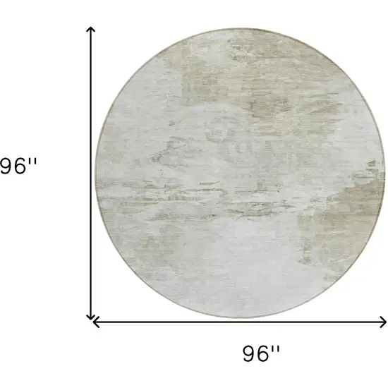 8' Ivory Beige And Taupe Round Abstract Washable Indoor Outdoor Area Rug Photo 3