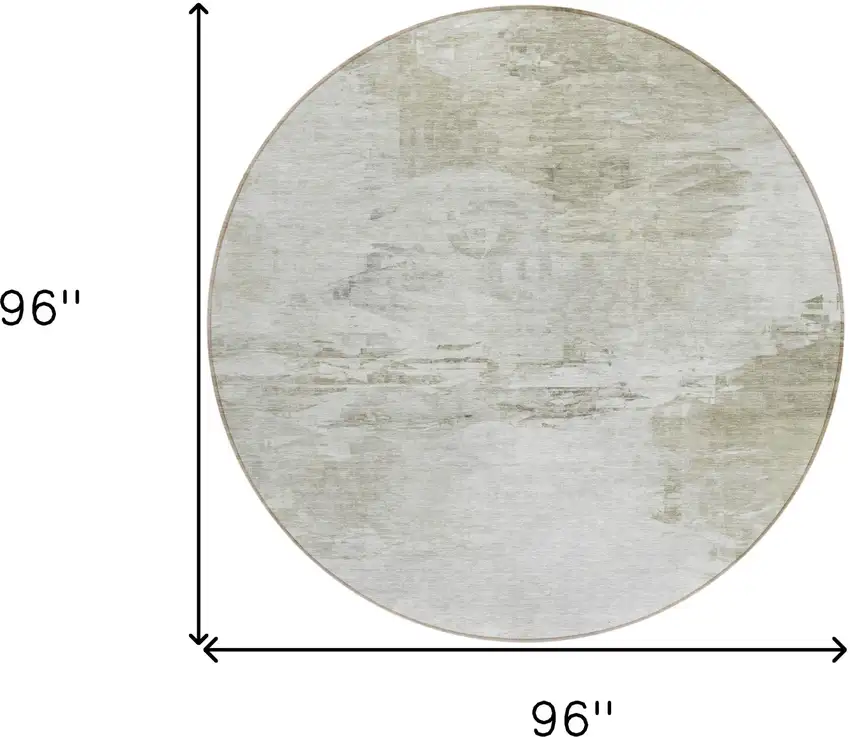 8' Ivory Beige And Taupe Round Abstract Washable Indoor Outdoor Area Rug Photo 3