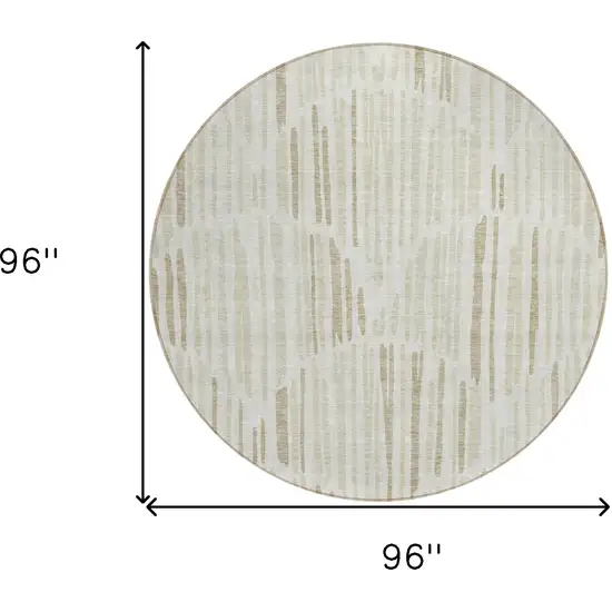 8' Ivory Beige And Taupe Round Abstract Washable Indoor Outdoor Area Rug Photo 7