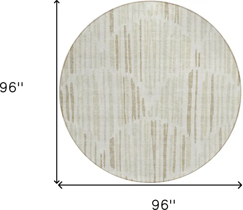 8' Ivory Beige And Taupe Round Abstract Washable Indoor Outdoor Area Rug Photo 7
