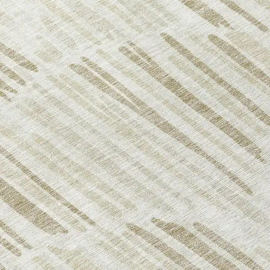 8' Ivory Beige And Taupe Round Abstract Washable Indoor Outdoor Area Rug Photo 8
