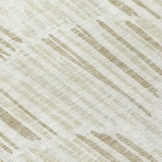 8' Ivory Beige And Taupe Round Abstract Washable Indoor Outdoor Area Rug Photo 8
