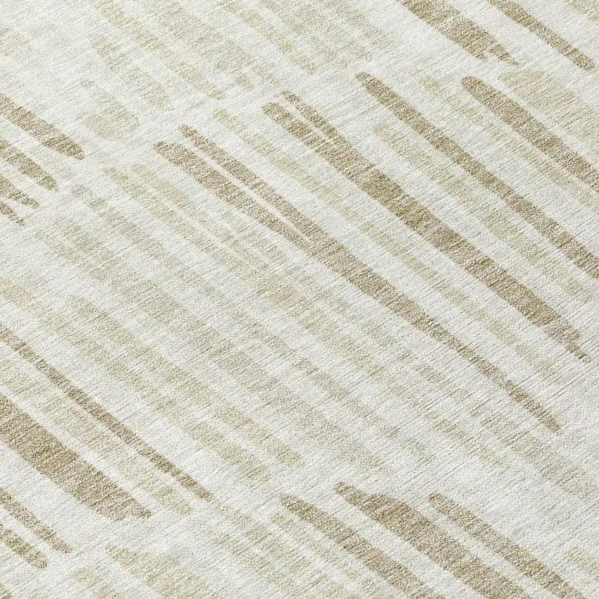 8' Ivory Beige And Taupe Round Abstract Washable Indoor Outdoor Area Rug Photo 8
