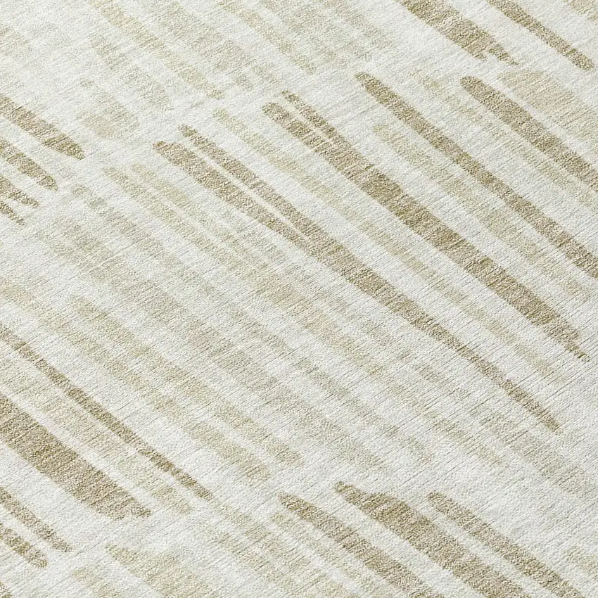 8' Ivory Beige And Taupe Round Abstract Washable Indoor Outdoor Area Rug Photo 8