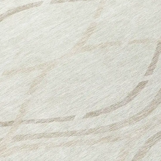 8' Ivory Beige And Taupe Round Abstract Washable Indoor Outdoor Area Rug Photo 9