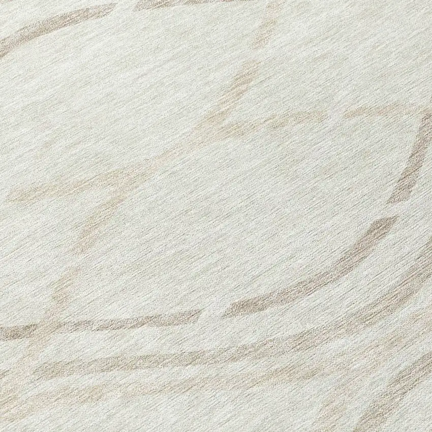 8' Ivory Beige And Taupe Round Abstract Washable Indoor Outdoor Area Rug Photo 9