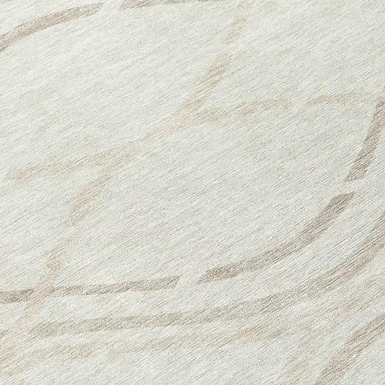 8' Ivory Beige And Taupe Round Abstract Washable Indoor Outdoor Area Rug Photo 9