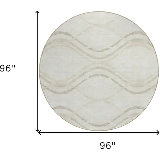 8' Ivory Beige And Taupe Round Abstract Washable Indoor Outdoor Area Rug Photo 8
