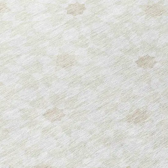 8' Ivory Beige And Taupe Round Floral Medallion Washable Indoor Outdoor Area Rug Photo 9