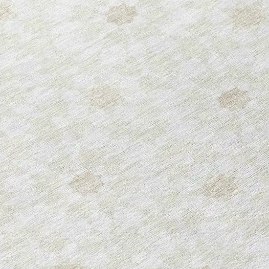 8' Ivory Beige And Taupe Round Floral Medallion Washable Indoor Outdoor Area Rug Photo 9