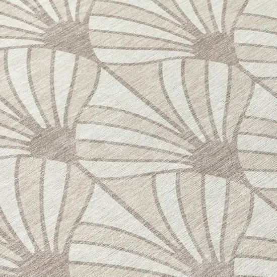 8' Ivory Beige And Taupe Round Seashell Washable Indoor Outdoor Area Rug Photo 9