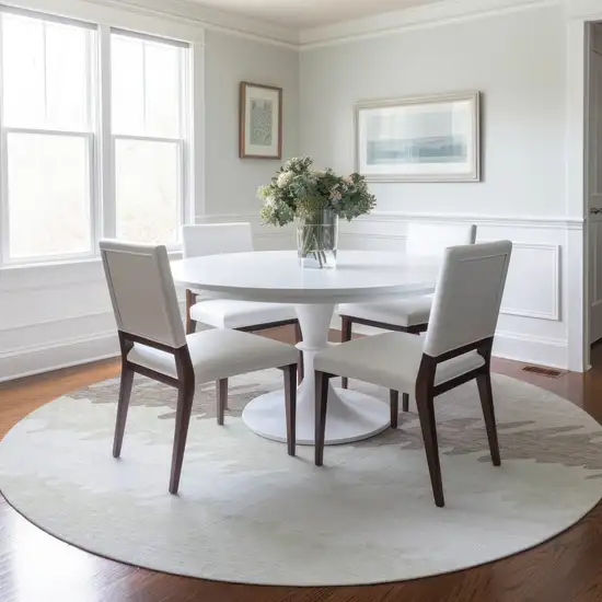 8' Ivory Beige And Taupe Round Striped Washable Indoor Outdoor Area Rug Photo 7