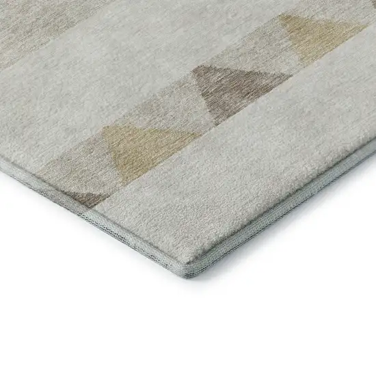 8' Ivory Beige And Taupe Southwestern Washable Round Rug With UV Protection Photo 6