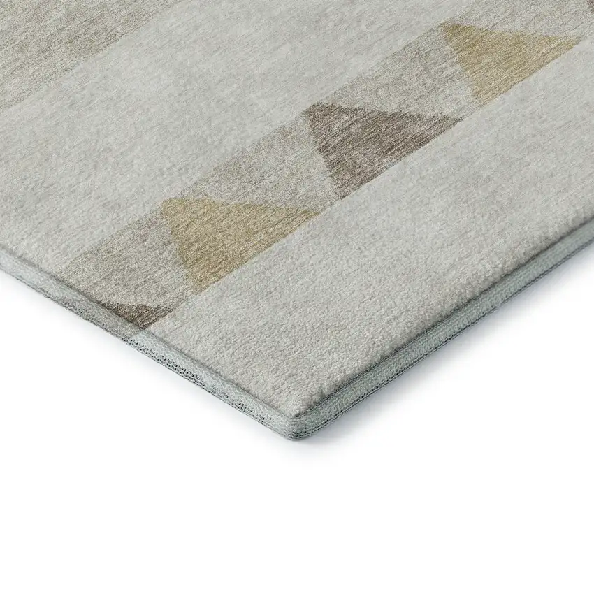 8' Ivory Beige And Taupe Southwestern Washable Round Rug With UV Protection Photo 6