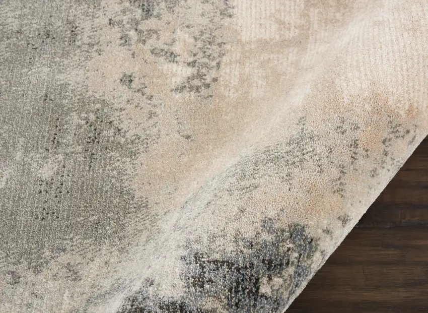 10' Ivory Black And Gray Abstract Non Skid Runner Rug Photo 9