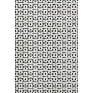 Photo of 8' Ivory Black And Gray Geometric Washable Area Rug With UV Protection