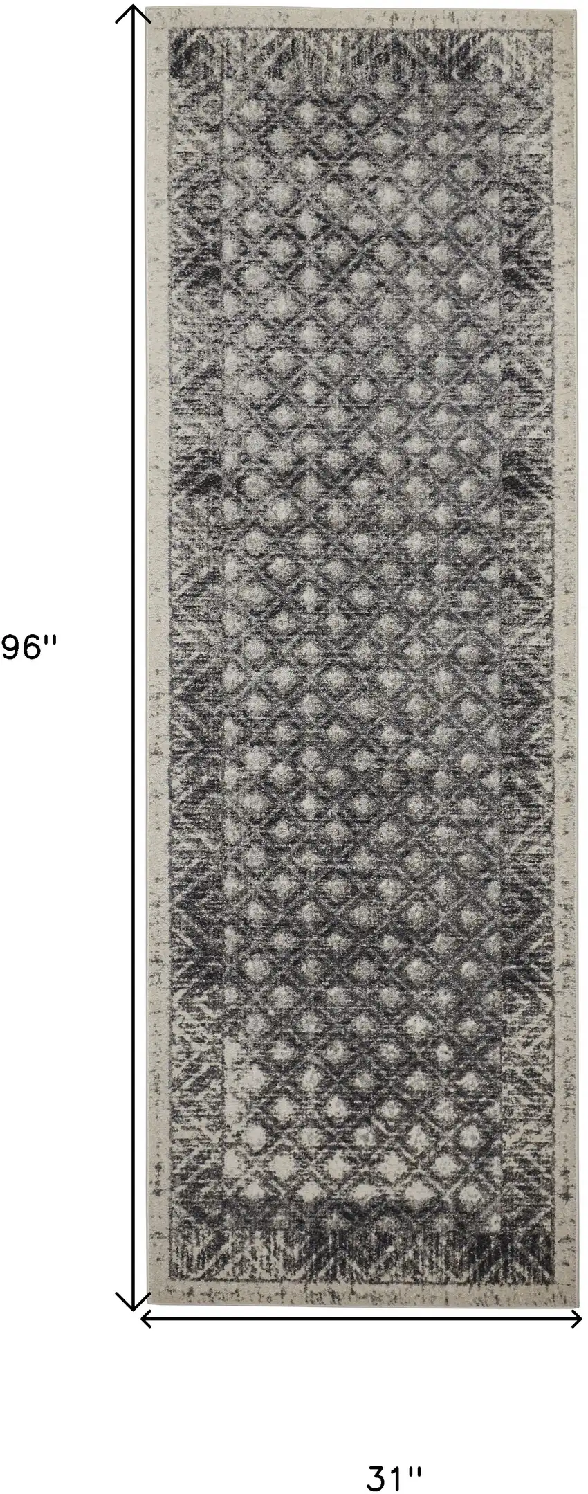 8' Ivory Black And Taupe Abstract Stain Resistant Runner Rug Photo 4