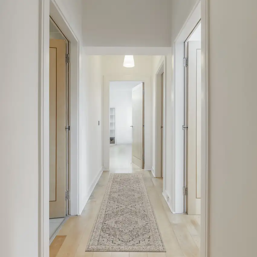 12' Ivory Black And Taupe Medallion Distressed Runner Rug With Fringe Photo 4