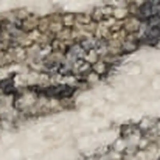 12' Ivory Black And Taupe Medallion Distressed Runner Rug With Fringe Photo 2