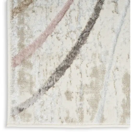 8' Ivory Black and Brown Abstract Non Skid Runner Rug Photo 7