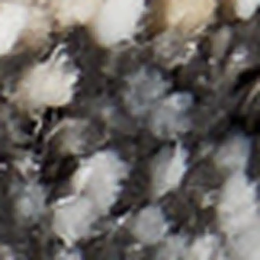 8' Ivory Black and Gray Abstract Distressed Runner Rug Photo 4