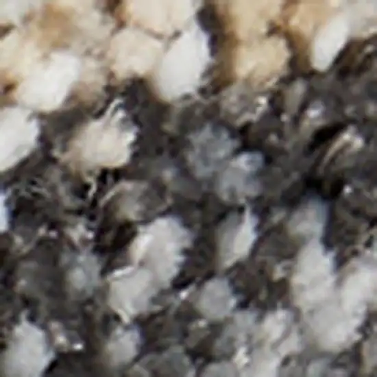 8' Ivory Black and Gray Abstract Distressed Runner Rug Photo 5