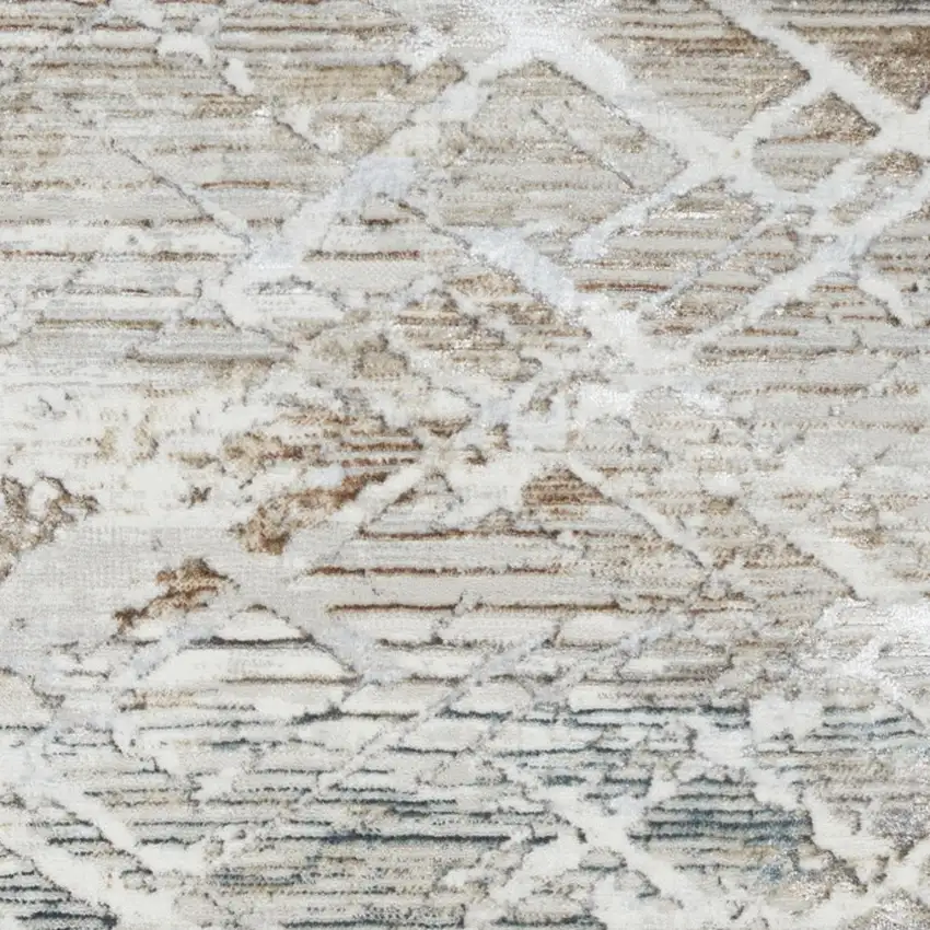 8' Ivory Black and Gray Abstract Non Skid Runner Rug Photo 4