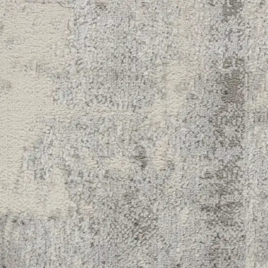 8' Ivory Black and Gray Abstract Non Skid Runner Rug Photo 5