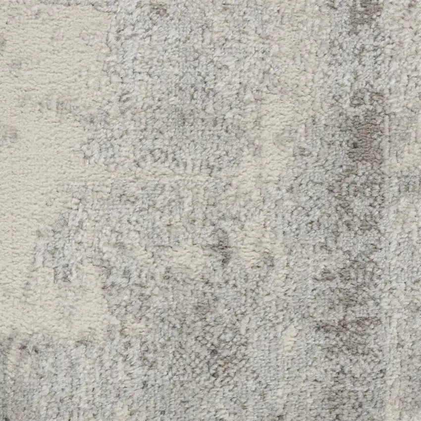 8' Ivory Black and Gray Abstract Non Skid Runner Rug Photo 5