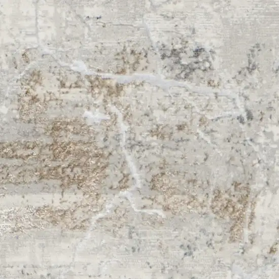 8' Ivory Black and Gray Abstract Non Skid Runner Rug Photo 4