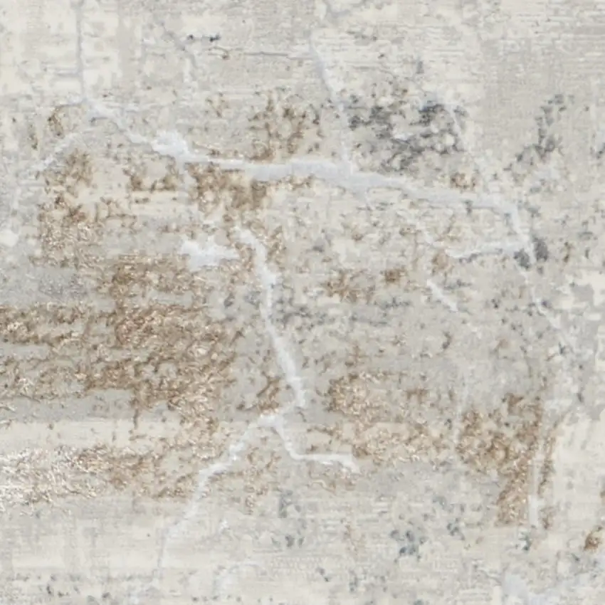 8' Ivory Black and Gray Abstract Non Skid Runner Rug Photo 4