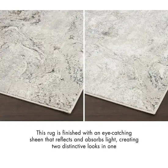 8' Ivory Black and Gray Abstract Non Skid Runner Rug Photo 6