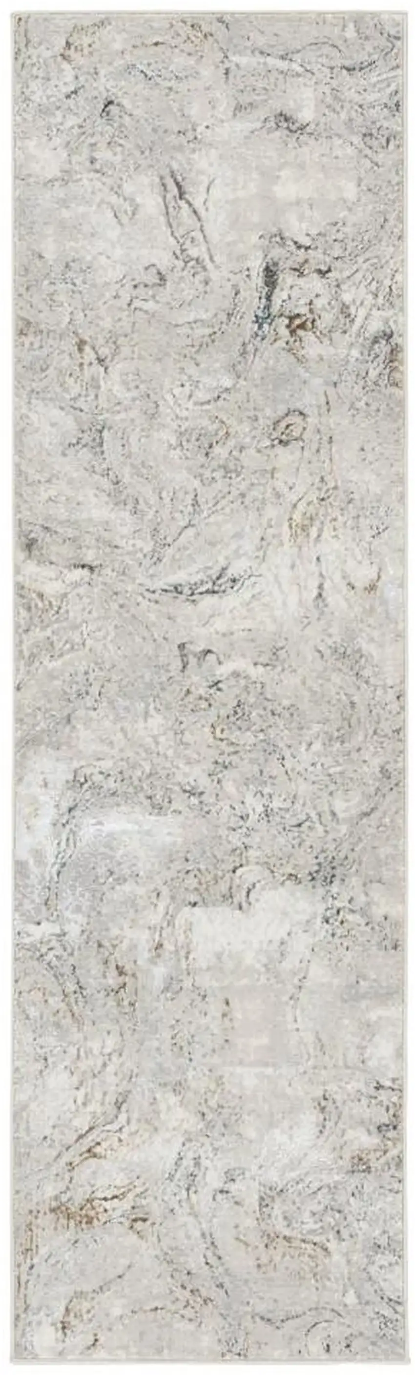 8' Ivory Black and Gray Abstract Non Skid Runner Rug Photo 2