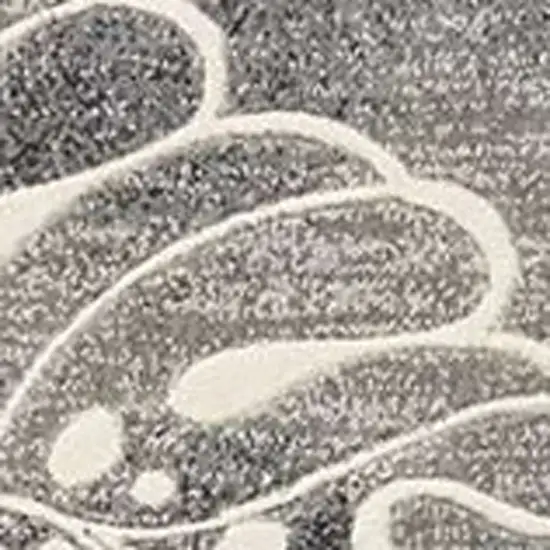 8' Ivory Black and Gray Floral Non Skid Runner Rug Photo 5