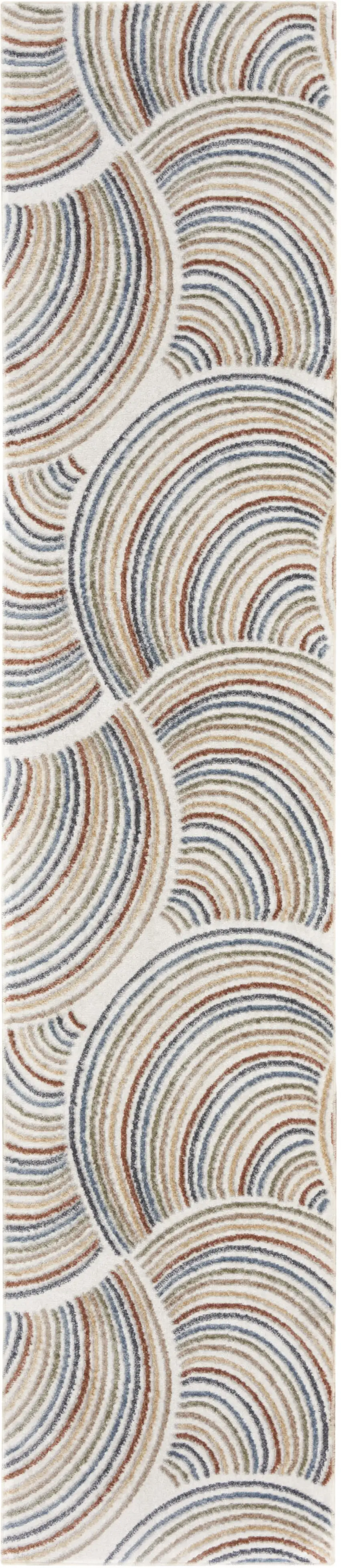 6' Ivory Blue And Brown Abstract Runner Rug Photo 2