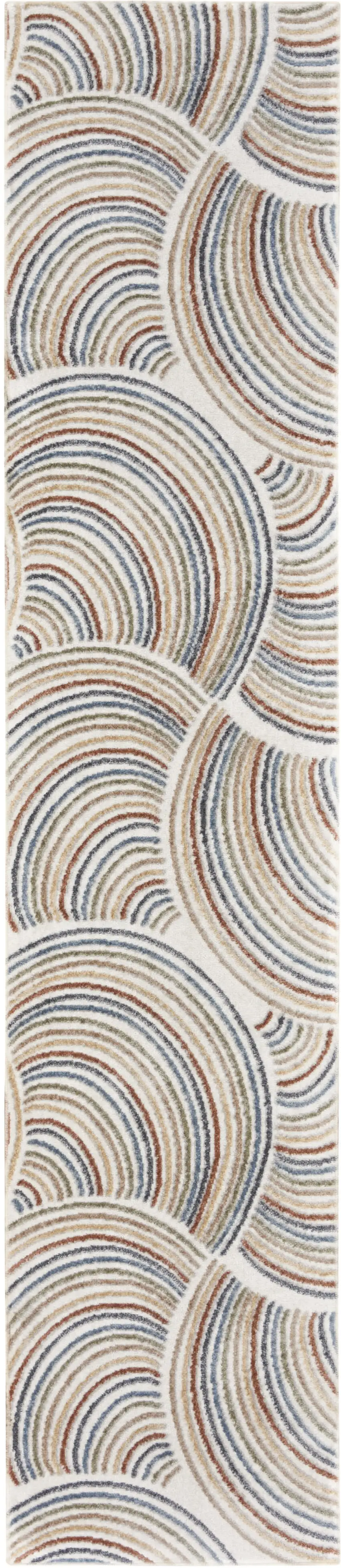 6' Ivory Blue And Brown Abstract Runner Rug Photo 3