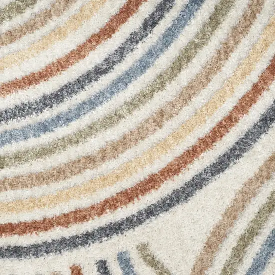 6' Ivory Blue And Brown Abstract Runner Rug Photo 8