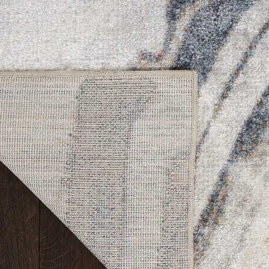 6' Ivory Blue And Brown Abstract Runner Rug Photo 8