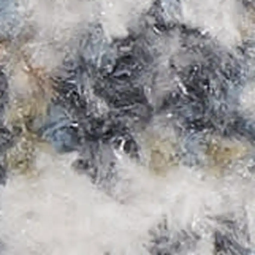 6' Ivory Blue And Brown Floral Distressed Runner Rug Photo 4