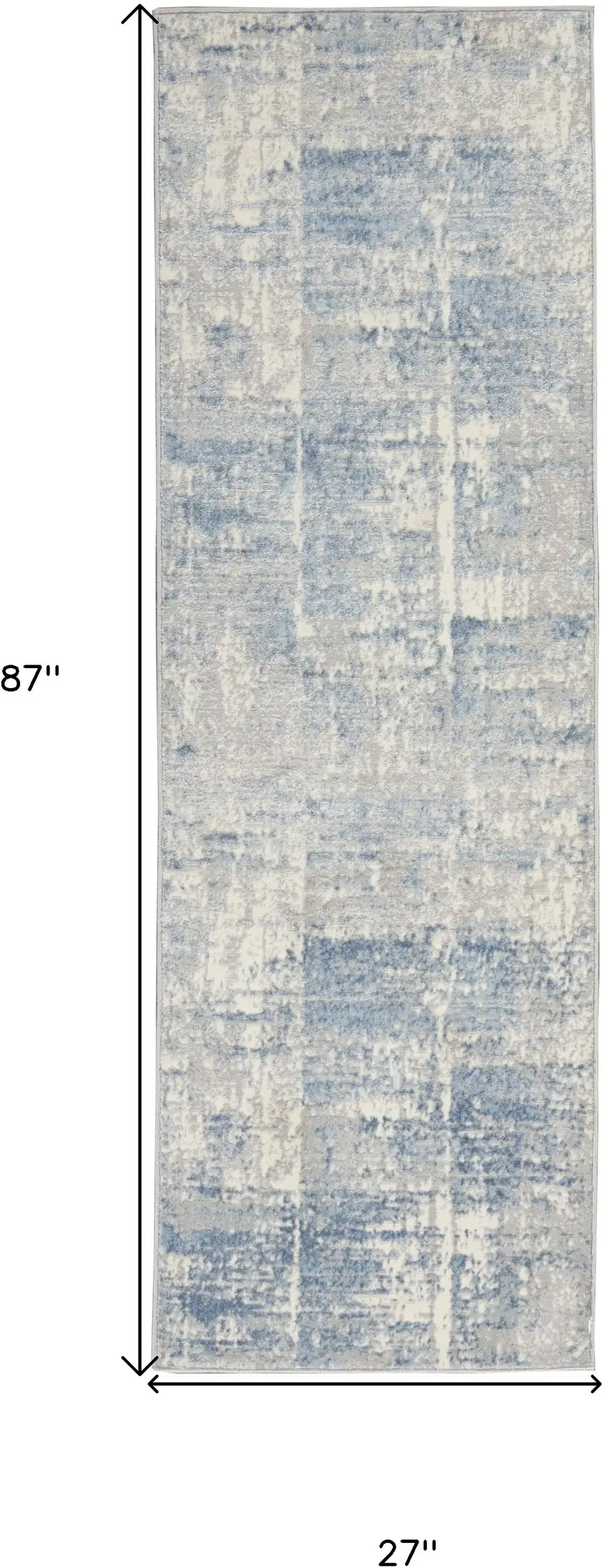 7' Ivory Blue And Gray Abstract Distressed Runner Rug Photo 3