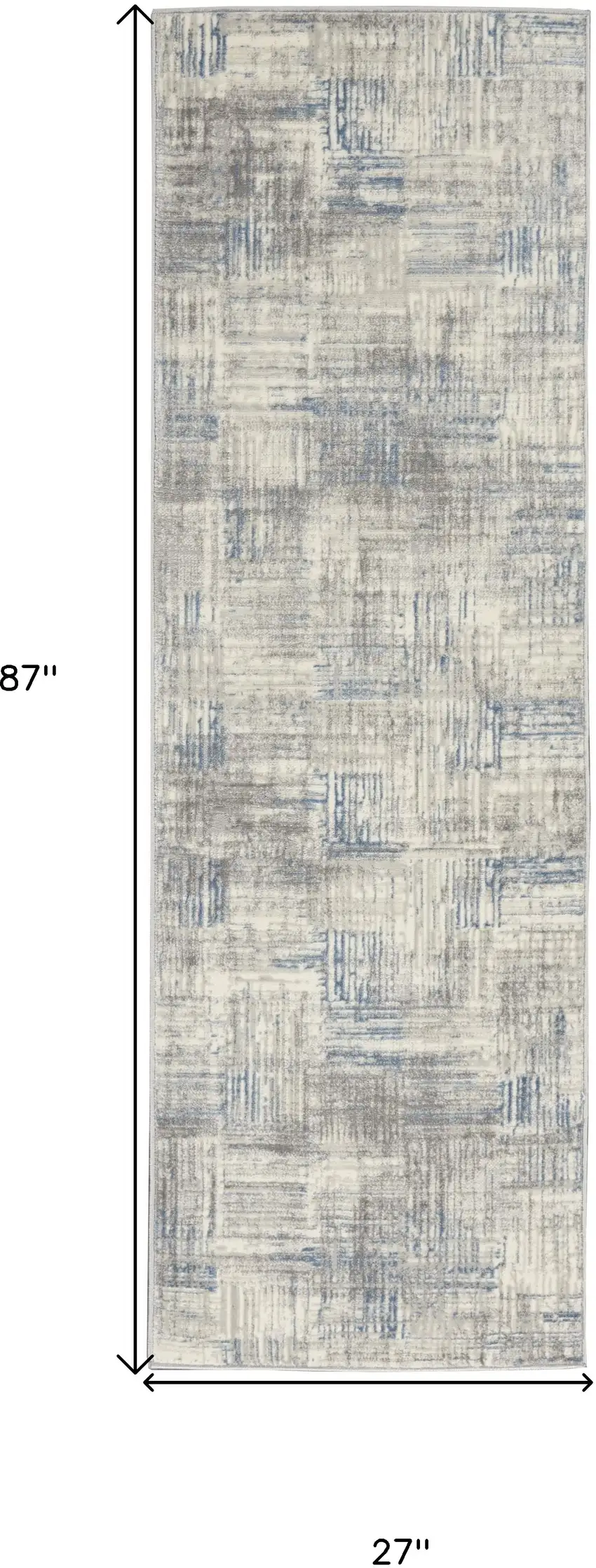 7' Ivory Blue And Gray Abstract Distressed Runner Rug Photo 3