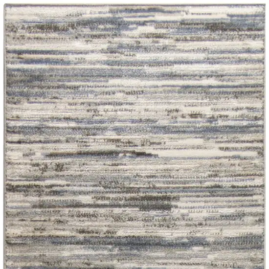 8' Ivory Blue And Gray Abstract Distressed Runner Rug Photo 7