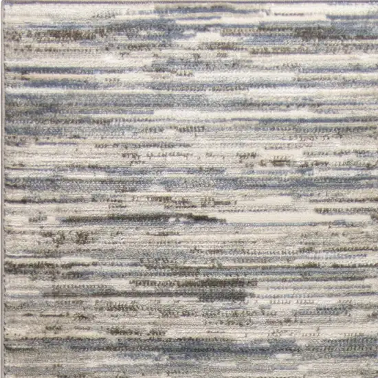 8' Ivory Blue And Gray Abstract Distressed Runner Rug Photo 4
