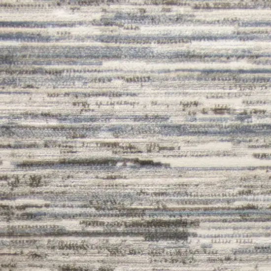 8' Ivory Blue And Gray Abstract Distressed Runner Rug Photo 3
