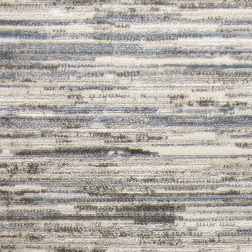 8' Ivory Blue And Gray Abstract Distressed Runner Rug Photo 3