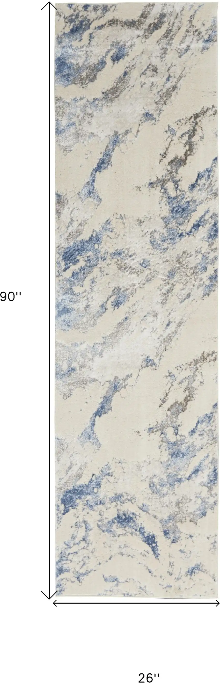 8' Ivory Blue And Gray Abstract Non Skid Runner Rug Photo 9