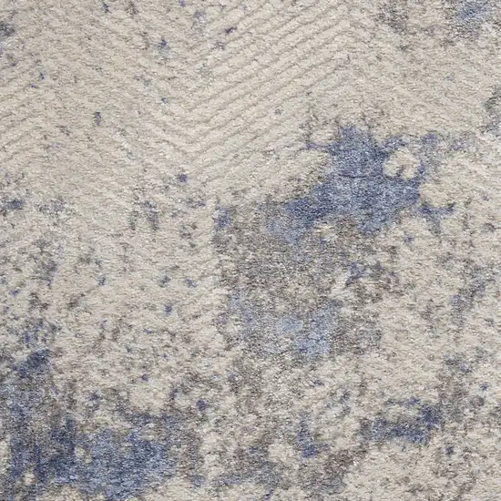 8' Ivory Blue And Gray Abstract Non Skid Runner Rug Photo 3